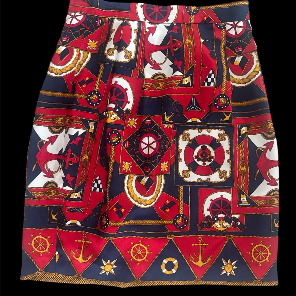 Talbots Red, Navy & White Nautical-Print Skirt